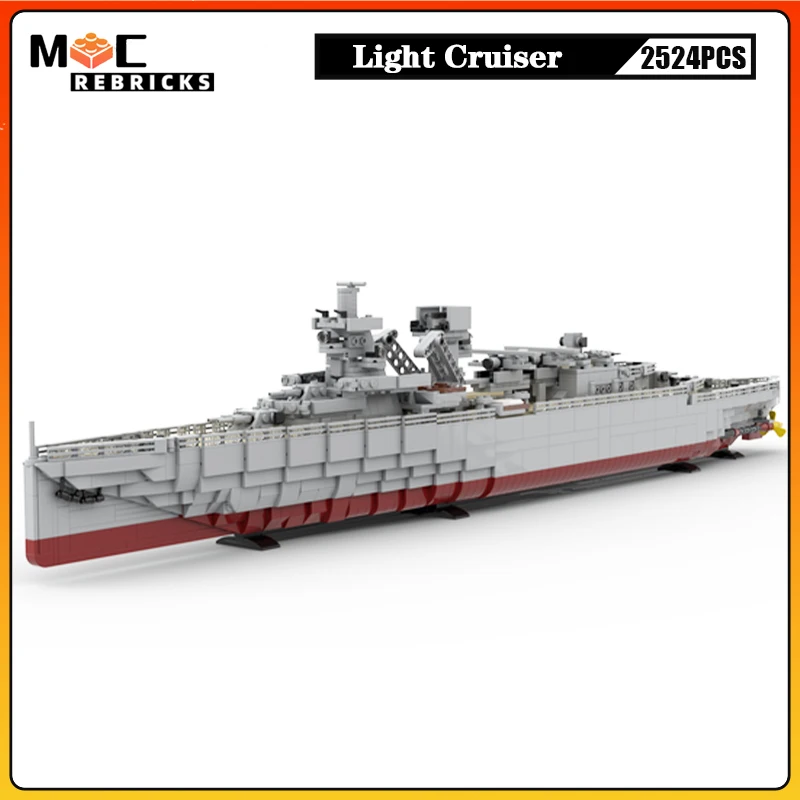 

WW II Military Series Light Cruiser High difficulty Building Blocks Suit MOC Assembling Brick Children's Toys Christmas Gifts