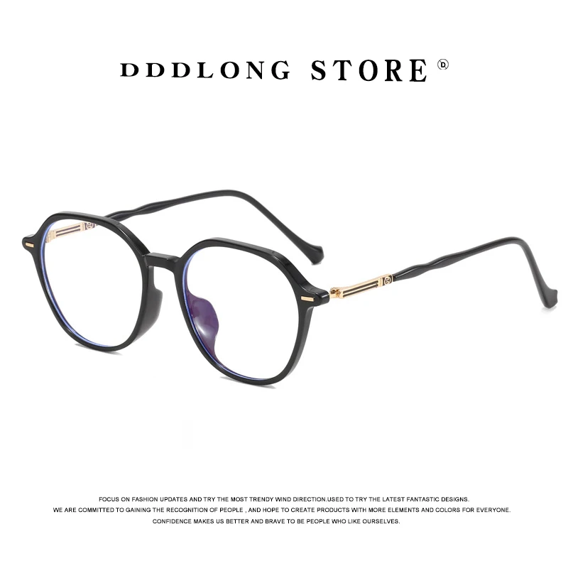 DDDLONG Round Anti Blue Light Glasses Prescription Eyeglasses Frame For Men Women Optical Lens Can Replaceable Eyewear D380