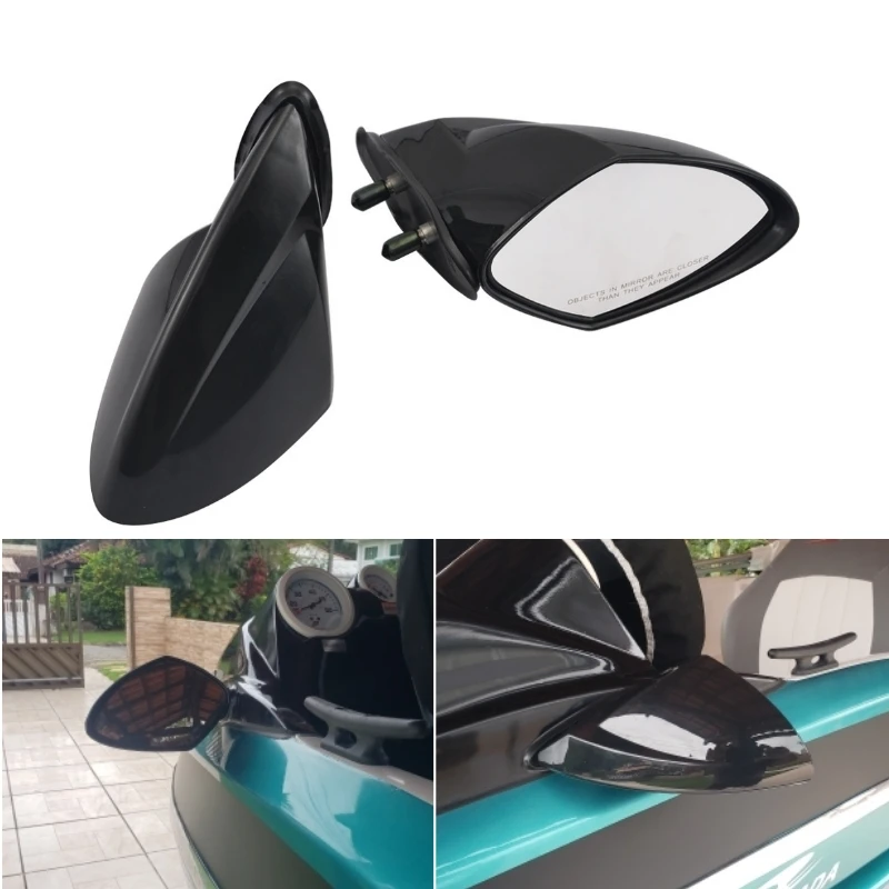 Motorboat Rearview Mirrors Side Mirror Black ABS For Yamaha WaveRunner VX110 VX1100 Deluxe Cruiser Sport EX VXS Engine Hatch 2