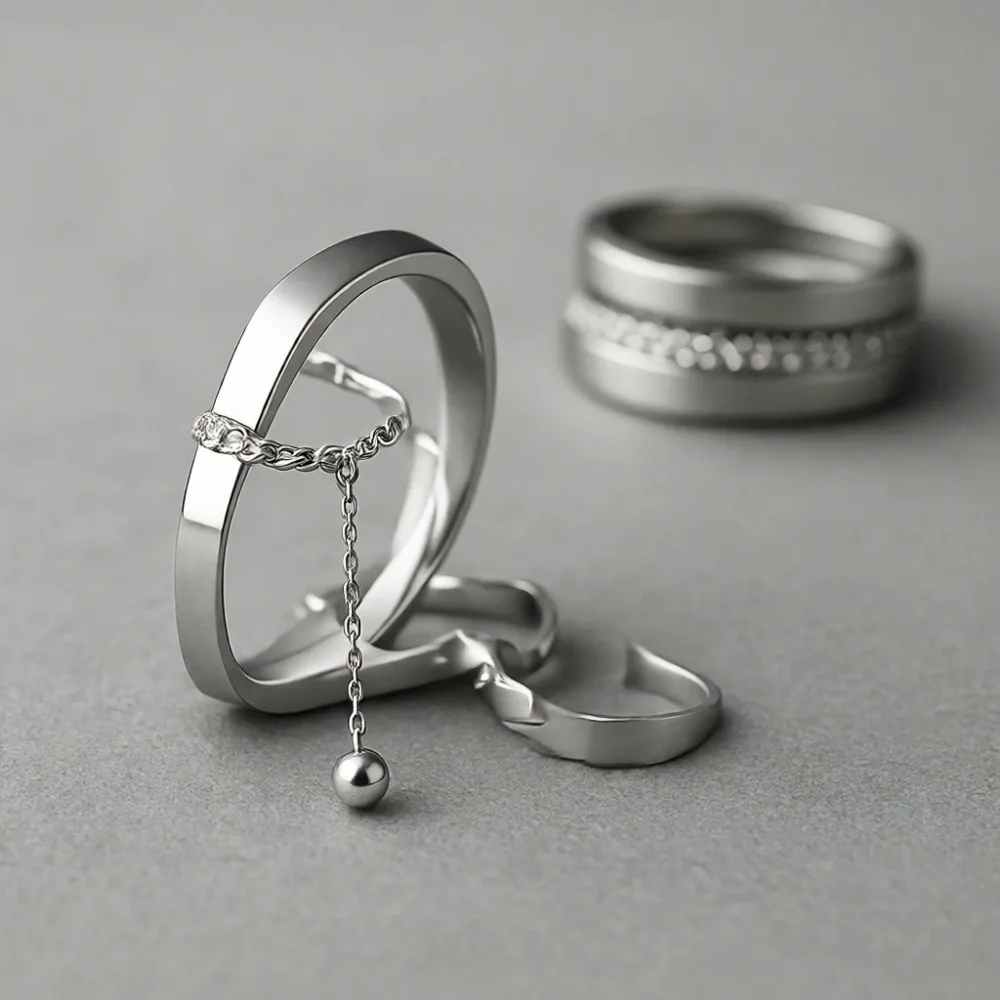 

Серебряное кольцо-фиджет с золотистой звездой, регулируемое, многослойное, в подарок