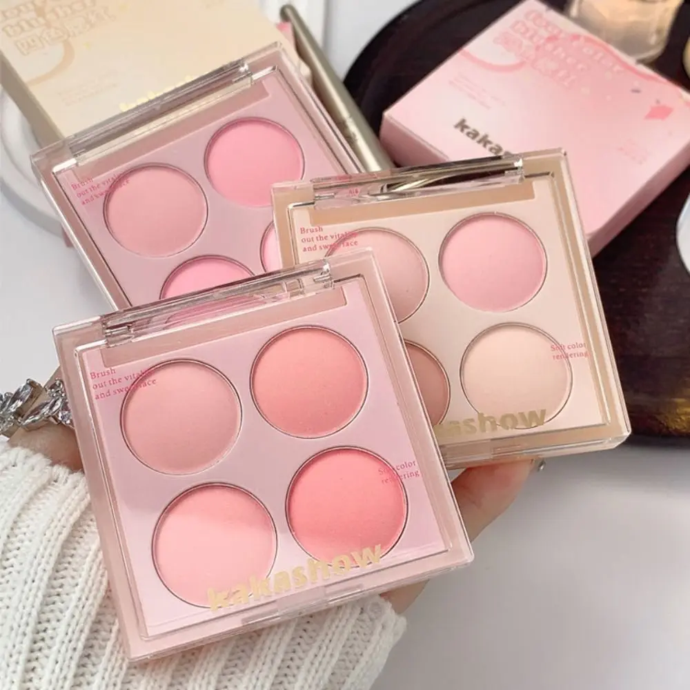 Mat Vierkleurig Blush Palette Natuurlijk Langdurig Schaduwpalet Gezicht Fleuren Duurzaam Vierkleurig Oogschaduwpalet Meisje