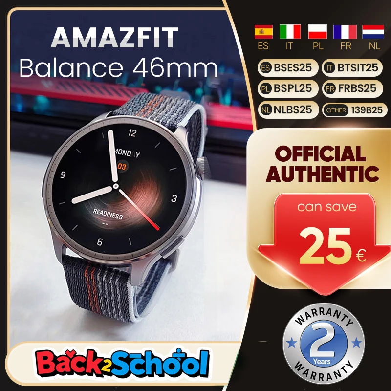 Amazfit Balance 46mm Smartwatch Display AMOLED da 1,5 '' Durata della batteria di 14 giorni 150+ modalità sportive per telefono Android iOS Zepp OS 3.0