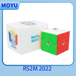 Moyu RS2M 2022 V2 M Cubo mágico magnético de velocidad sin pegatinas juguetes profesionales MOYU Rs2m 2x2 V2 Cubo mágico rompecabezas