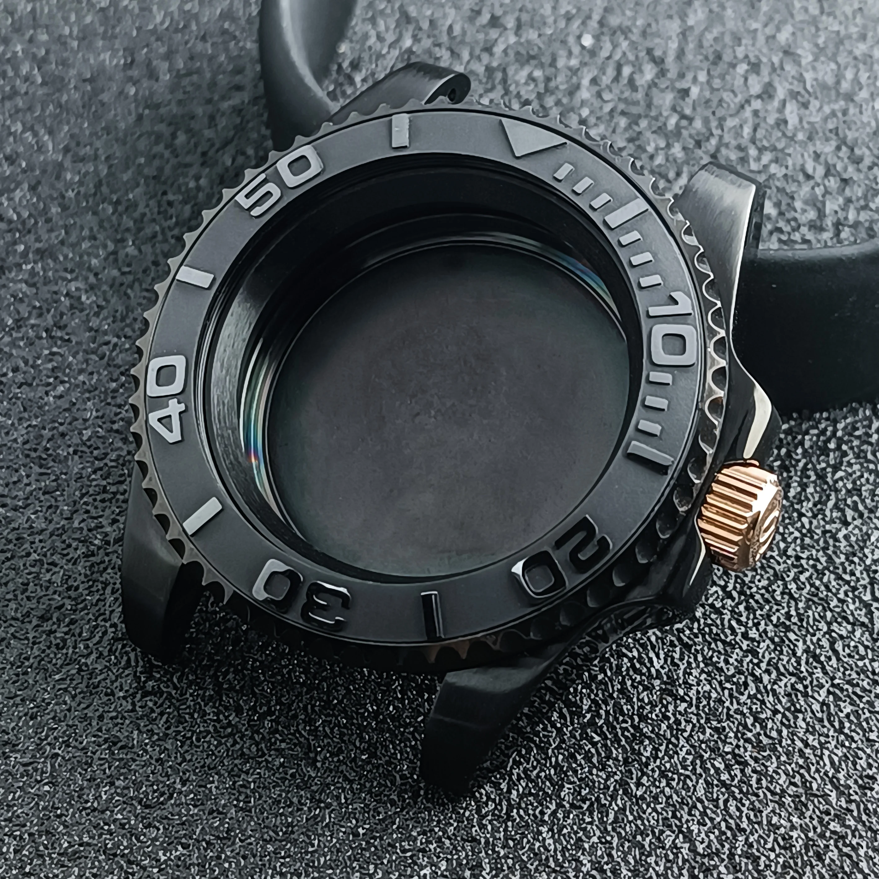 NH35 GMT Case 40.5mm black gold/rose Sapphire Glass case with chapter ring Fit NH34/35 NH36 movement watch box watch Accessories