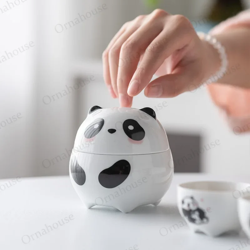 Panda Commemorative Gift Ceramic Travel Tea Set One Pot Two Express Cups Outdoor Portable High-end Gift Kung Fu Tea Set طقم شاي