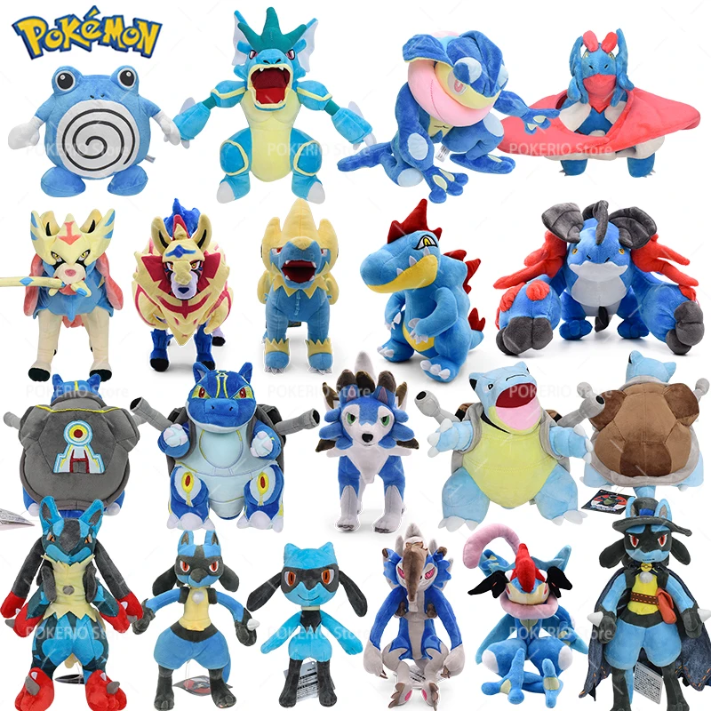

Аниме Greninja, плюшевые игрушки с покемонами, милые Riolu Mega Lucario Zacian Zamazenta Blastoise Fuse Kyogre Dialga, мягкая Peluche, подарок для детей