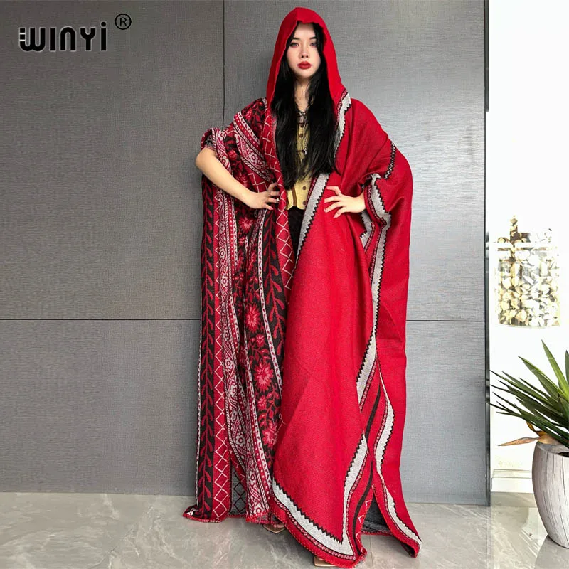 

WINYI Winter coat outfits Women Recommended by African bloggers dress Loose Thick Warm Female kaftan clock dress Hooded mop coat