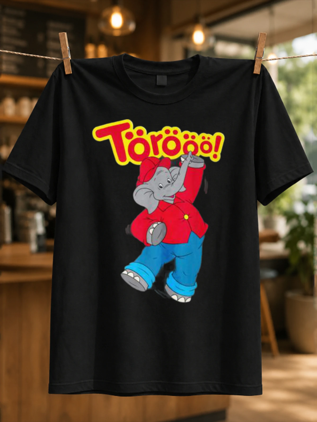 Toroo elephant cheerful cartoon character in red and blue color details with playful German sound  Unisex All T-Shirt