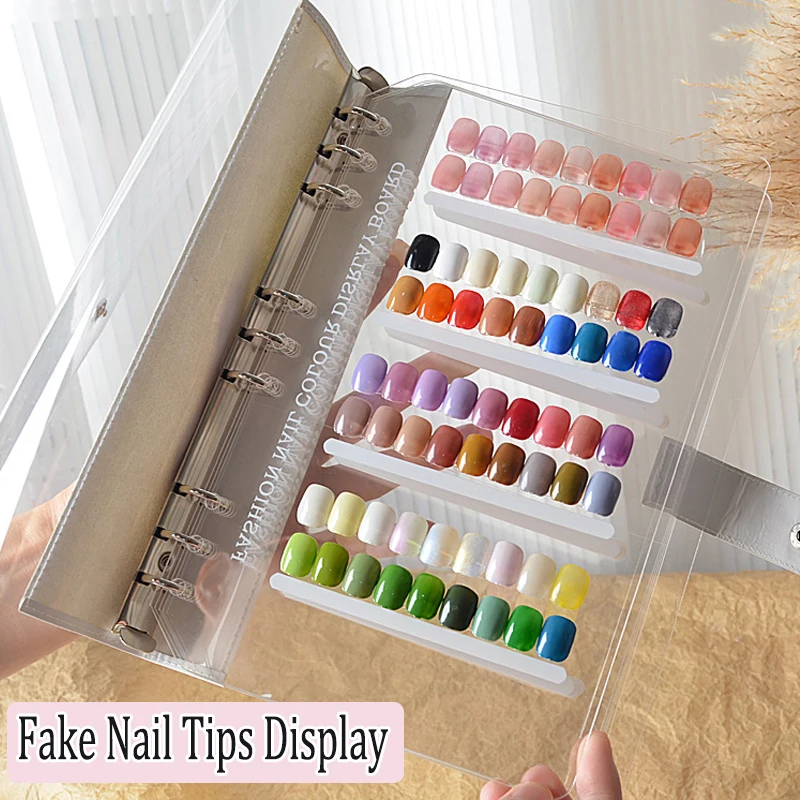 Transparent Nail Display Stand Holder Nail Art Removable Mounting Tape Fake Tips Display Booklet DIY Showing Shelf Manicure Tool