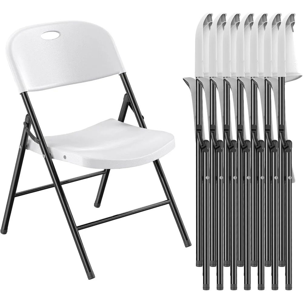 650 Weight Limit Heavy Duty Plastic Folding Chair with Reinfoced Steel Frame for Indoor and Outdoor, Wedding, Party