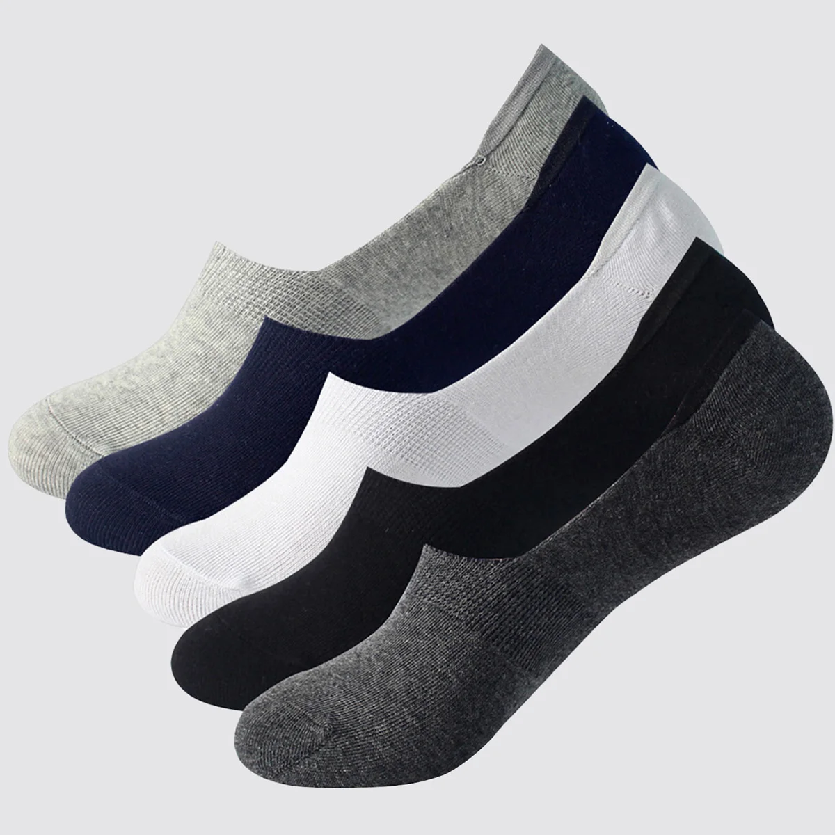 5 Pairs Men's Invisible Socks Slippers Silicone Non-slip Summer No-show Male Ankle Socks Casual Breathable Thin Boat Sock