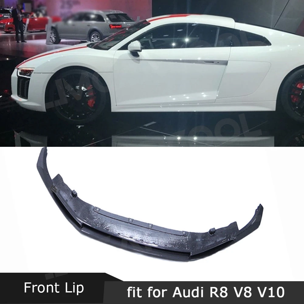 

For Audi R8 V8 V10 2017-2020 Car Front Bumper Lip Chin Splitters Carbon Fiber Lip Spoiler FRP Black Body Kits Car Accessories