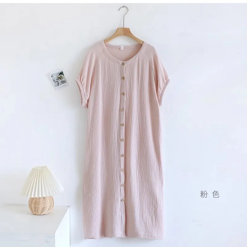 Summer 100% Cotton Nightgowns for Women Soft Short Sleeve Night Dress Loose Causal Nightdress Sister\'s Nightwear Festival Gifts