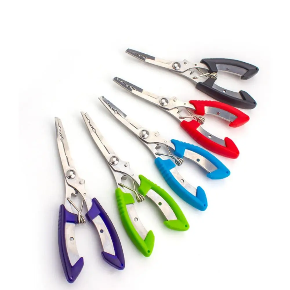 Line Cut Fishing Pliers with Rubber Handle Multi-functional Fish Mouth Pliers Hook High-strength Curved Mouth