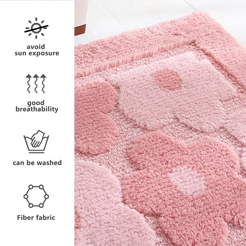 Aesthetic Flower Tufting Rug Bathroom Antislip Plush Carpet Soft Cherry Blossom Tufted Mat Bedrooom Decoration Headboard Rug