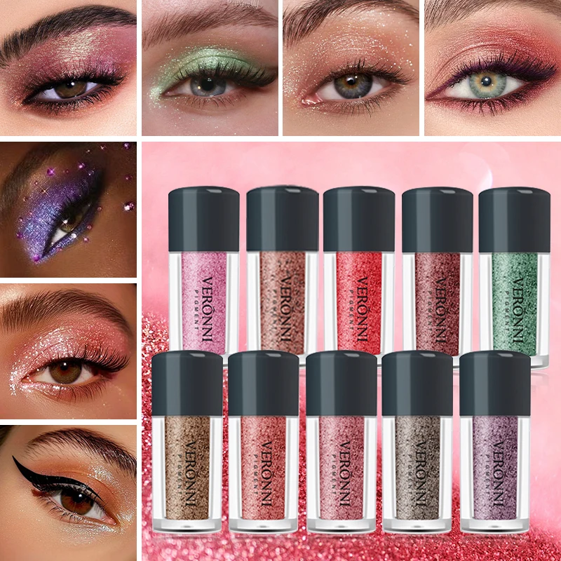 Poudre d'ombre à paupières scintillante sirène VERONNI, ombre à paupières hautement pigmentée, longue durée, imperméable, maquillage des yeux multifonctionnel DIY
