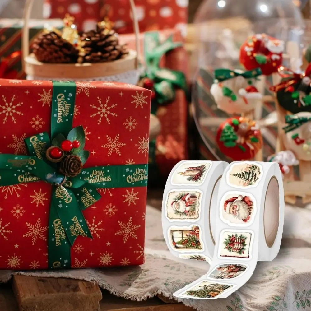 

250Pcs 1.18x1.34inch Christmas Stickers Roll DlY Craft Irregular Classic Self-Adhesive Label Decals Santa Claus Merry Christmas