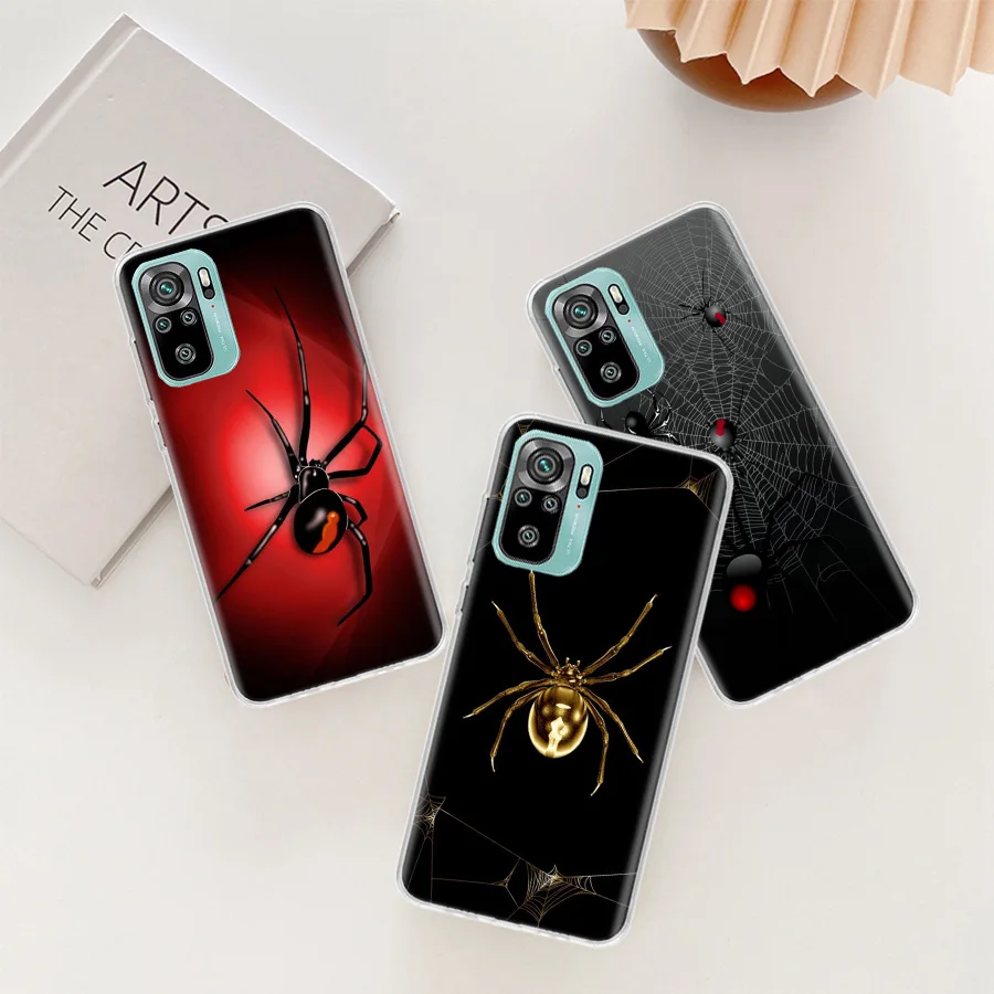 Spider web spider hunting Phone Case For Xiaomi Poco X6 X5 X4 F4 GT X3 F6 Pro 5G M5 M5S M4 M3 F5 F3 F2 F1 Mi Note 10 Lite Clear