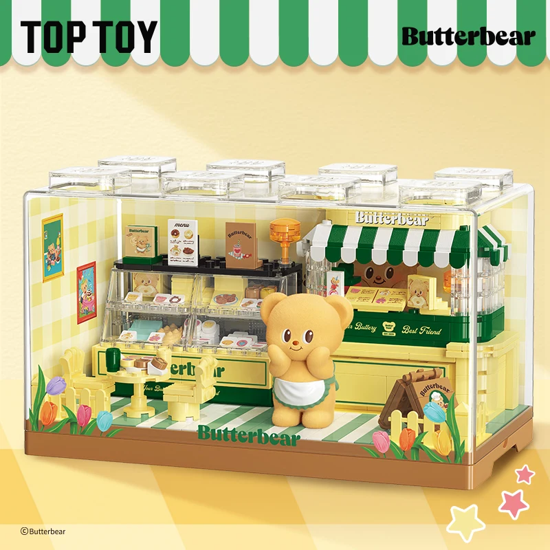 TOPTOY Building Blocks Butter Bear Box Dessert Shop Assembly Educational Toys Cute Model Desktop Ornaments Collection Gift