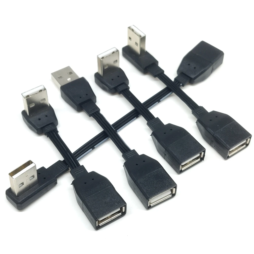 90° Type One Port USB Panel Mounting USB2.0 Plug Female Extension Cable with Built-in Screw Hole Locking Plug 5CM-1M