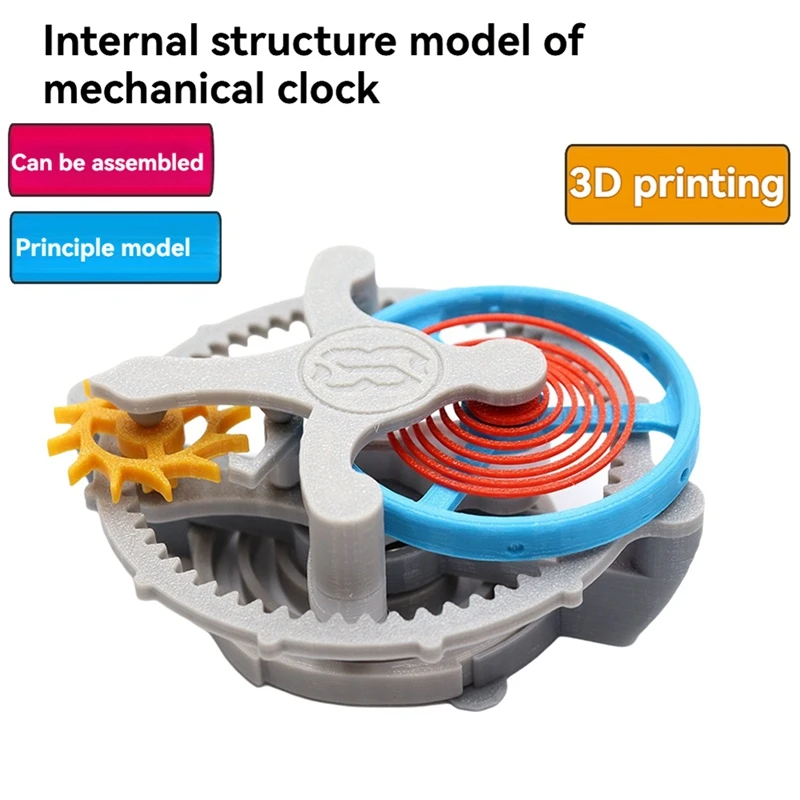 (NEW) Mechanical Clock Internal Structure Model Tourbillon Working Principle 3D Printing DIY Movement Winding Gear Device