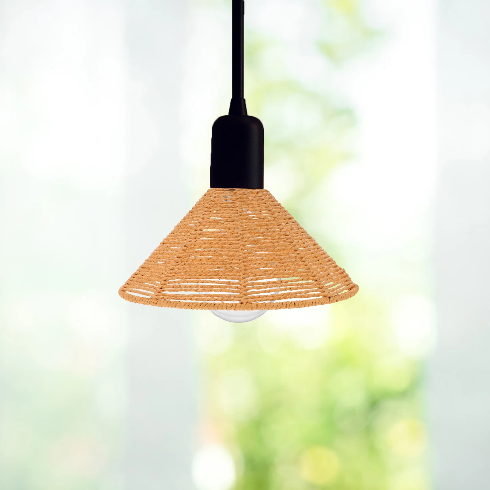 

Paper Rope Woven Lampshade Boho Light Cover Vintage Decor Modern Hanging Table Ceiling Lamp Shades Boho Lamp Shade