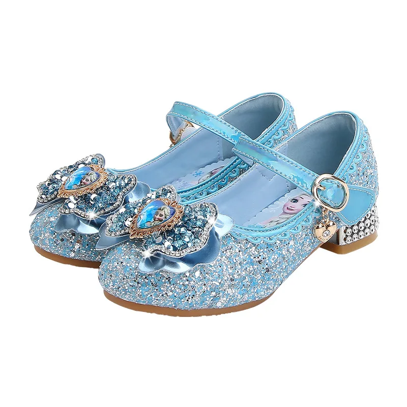 new Elsa Shoes For Girls Cartoon Leather Children Shoes Princess Kids Shoes Girl Sandals Dress Snow Queen Sandal