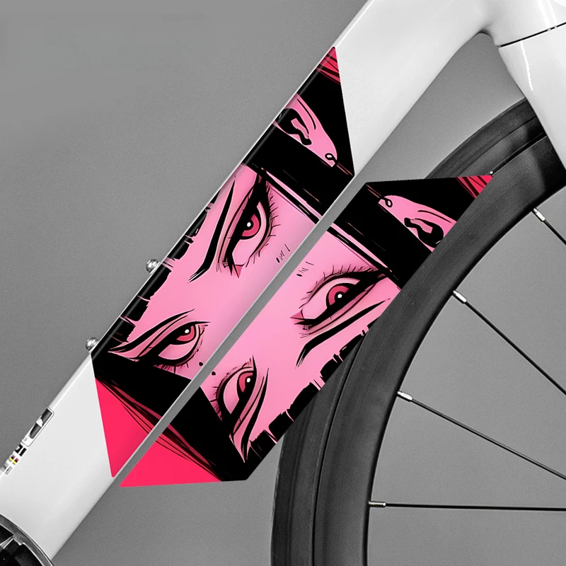 1Pair JDM Eyes Road Bicycle Top Tube Anime Stickers Waterproof DIY MTB Bike Down Tube Vinyl Decals Motorcycle Body Decoration