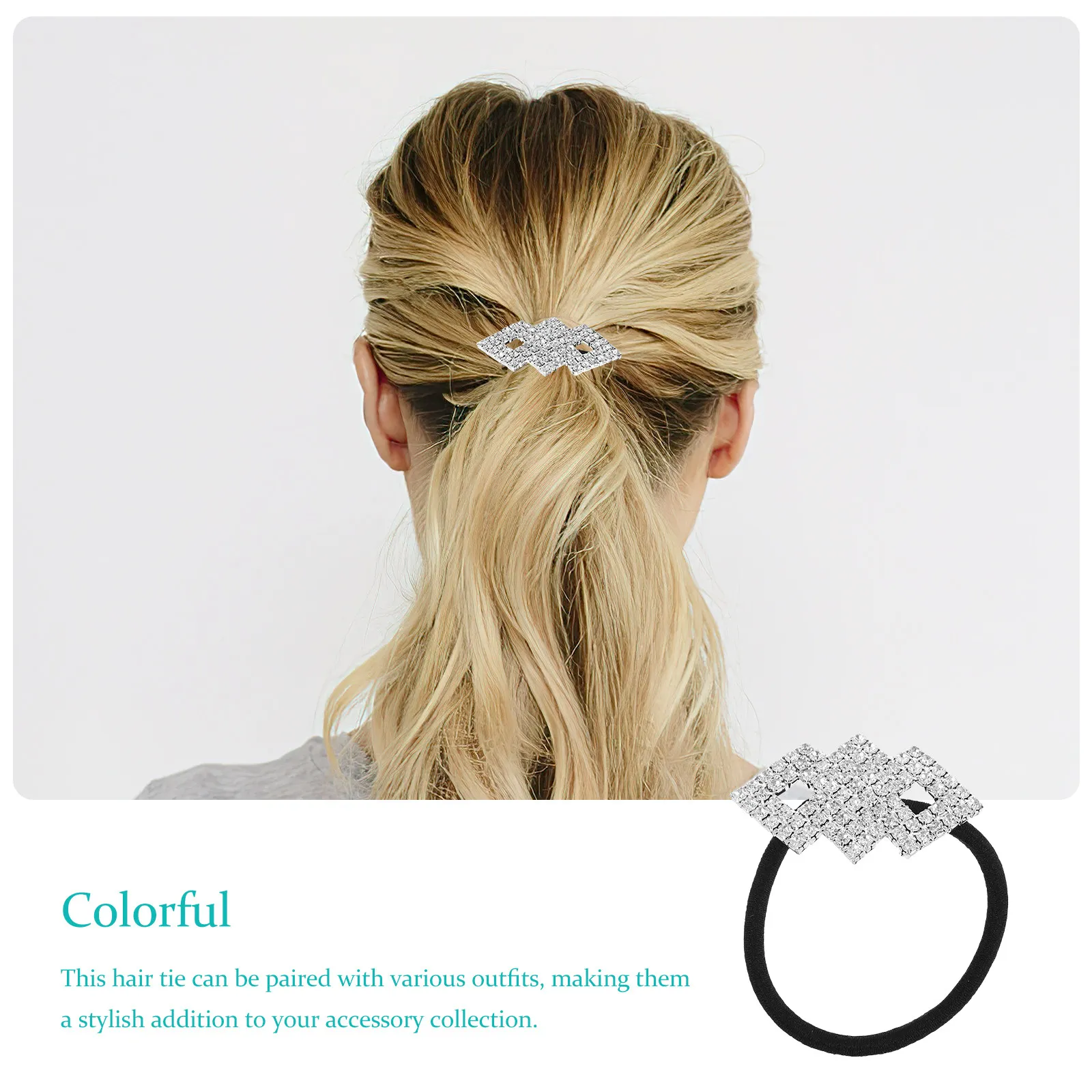 Rhinestone Elastic Hair Bands for Women Minimalist Sparkly Ponytail Holders Comfortable All-Day Wear Decorative Stylish Hair