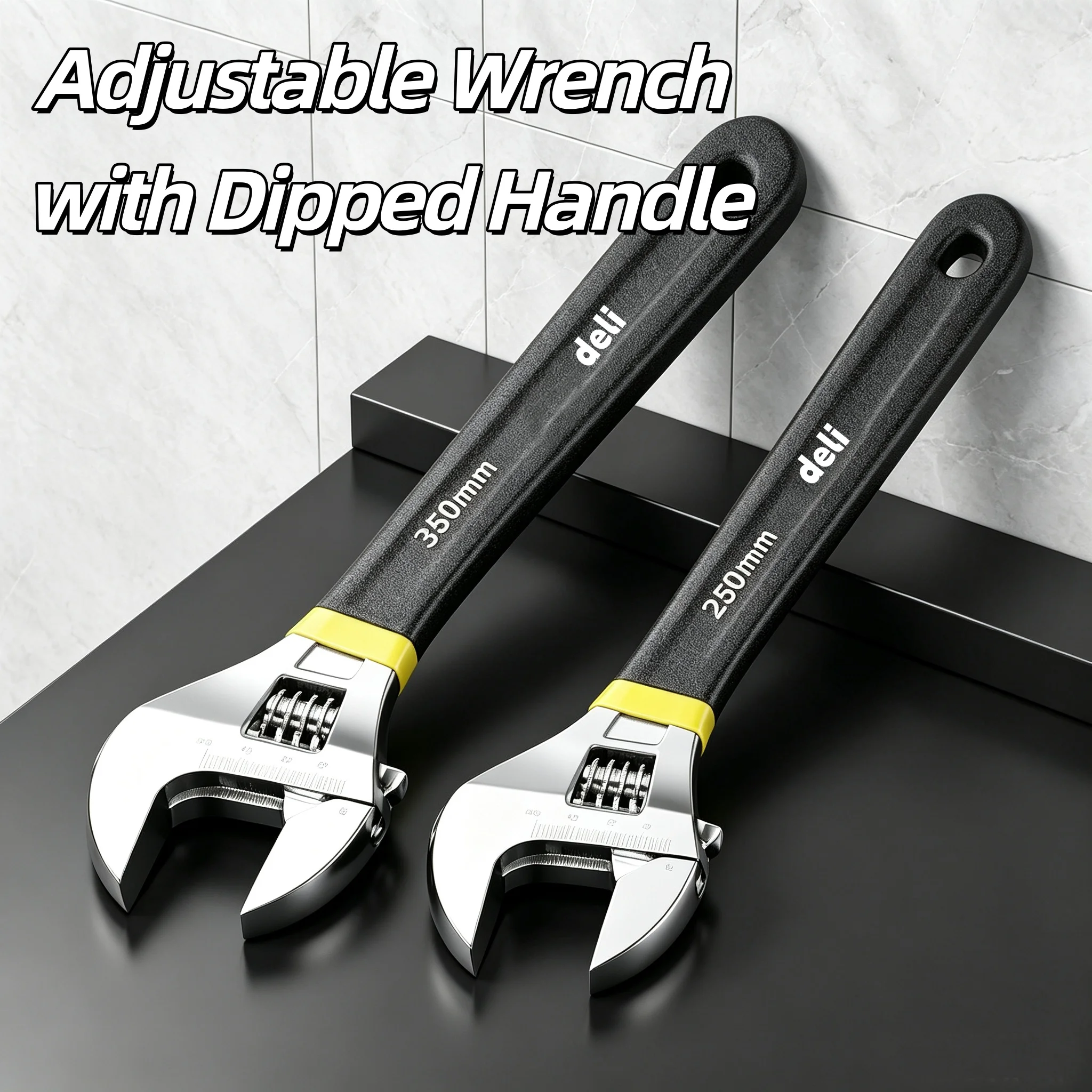 6/8/10/12 Inch Adjustable Wrench Deli Carbon Steel Multifunctional Dipped Handle Wrench Auto Bicycle Maintenance Hand Tools