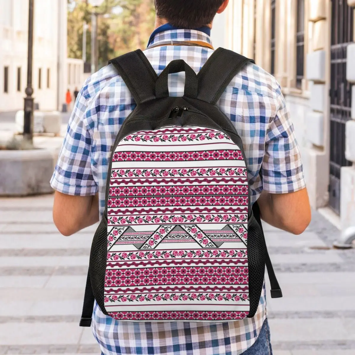 Bold Ukrainian Embroidery Vyshyvanka Backpack Ukraine Bohemian Geometric College School Travel Bags Bookbag Fits 15 Inch Laptop