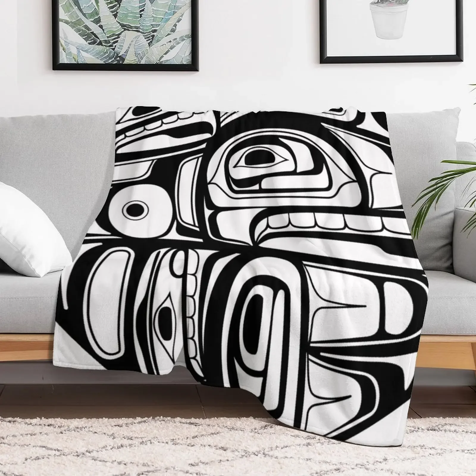 Orca Circle formline pendant native american salish blackfish Throw Blanket Stylish Decor Blanket Gift for Friends Roommate