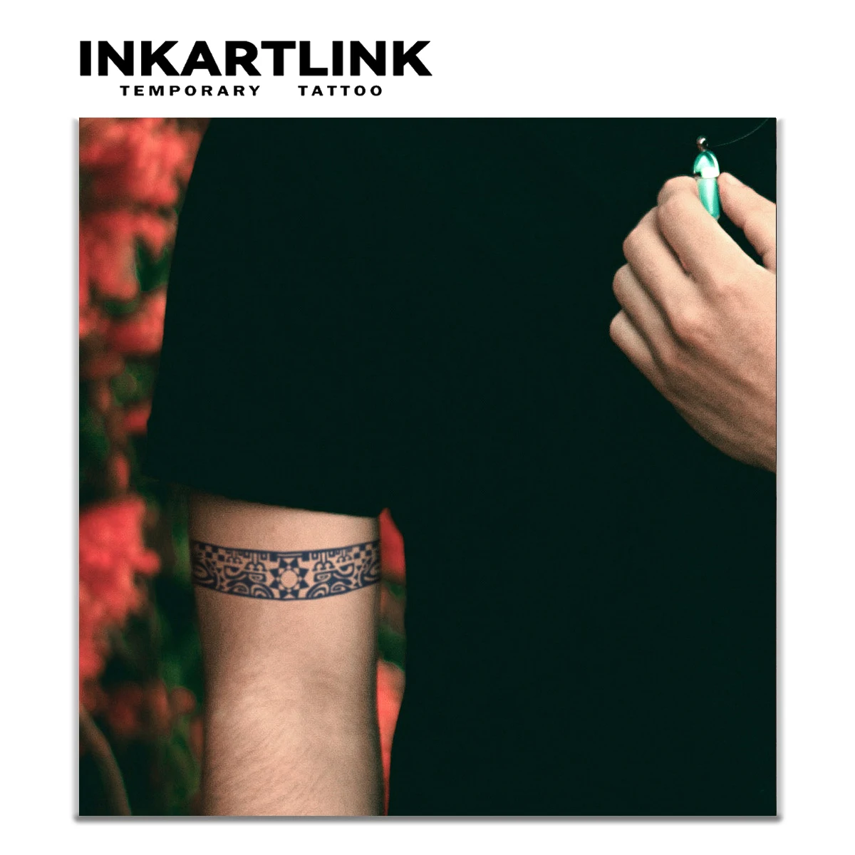 INKARTLINK Geometric Tribal Band Tattoo Waterproof Sticker for Summer Holidays, Gym, Music Festivals & Daily Wear.