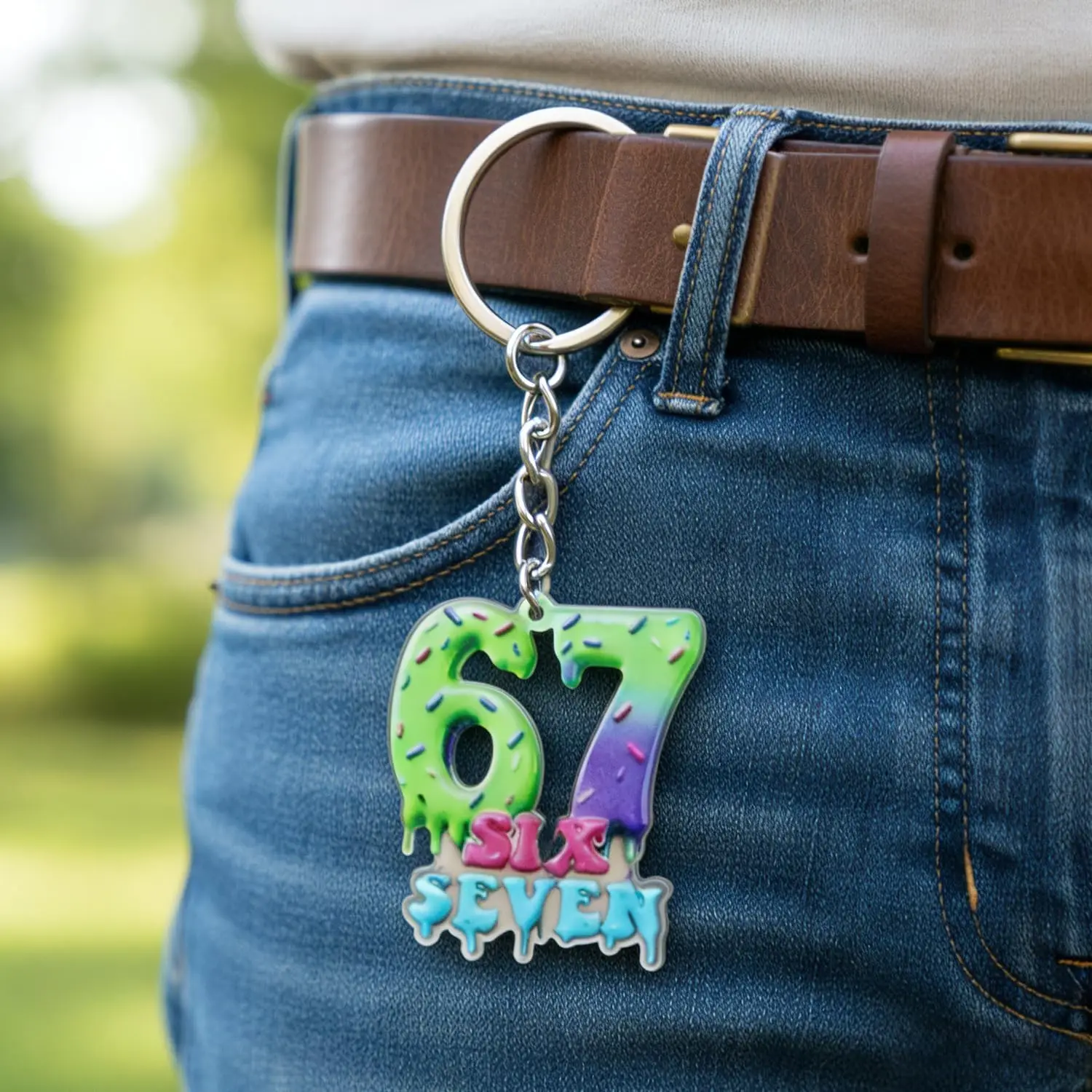 6Pcs 67 Six Seven Keychains, Funny 6 7 Meme Party Favors Charm Backpack Bag Accessory, Birthday Gift for Friends (2D Flat)