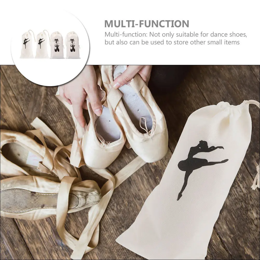 4Pcs Dance Shoe Bags Sturdy Drawstring Ballet Shoe Bag for Dance Class Storage Pouch Ballet Bag Drawstring Storage Bags