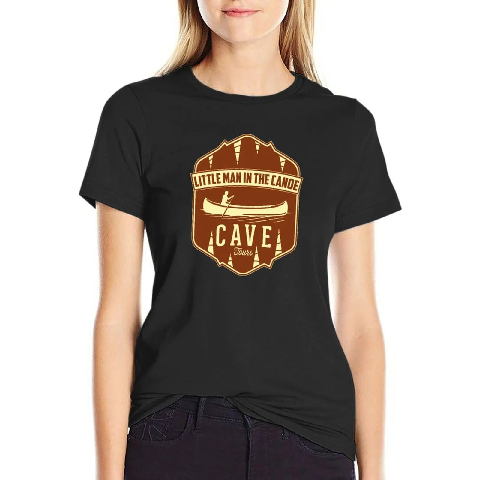 

Little Man In The Canoe Cave Tours T-Shirt aesthetic clothes new edition summer top t shirts for Women loose fit