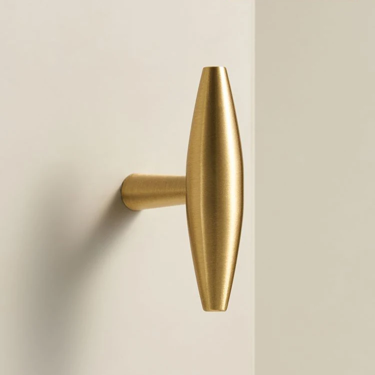 Solid Brass T-bar Cabinets Doors Drawers Furniture Pastoral American European French Style Matte Gold Handle