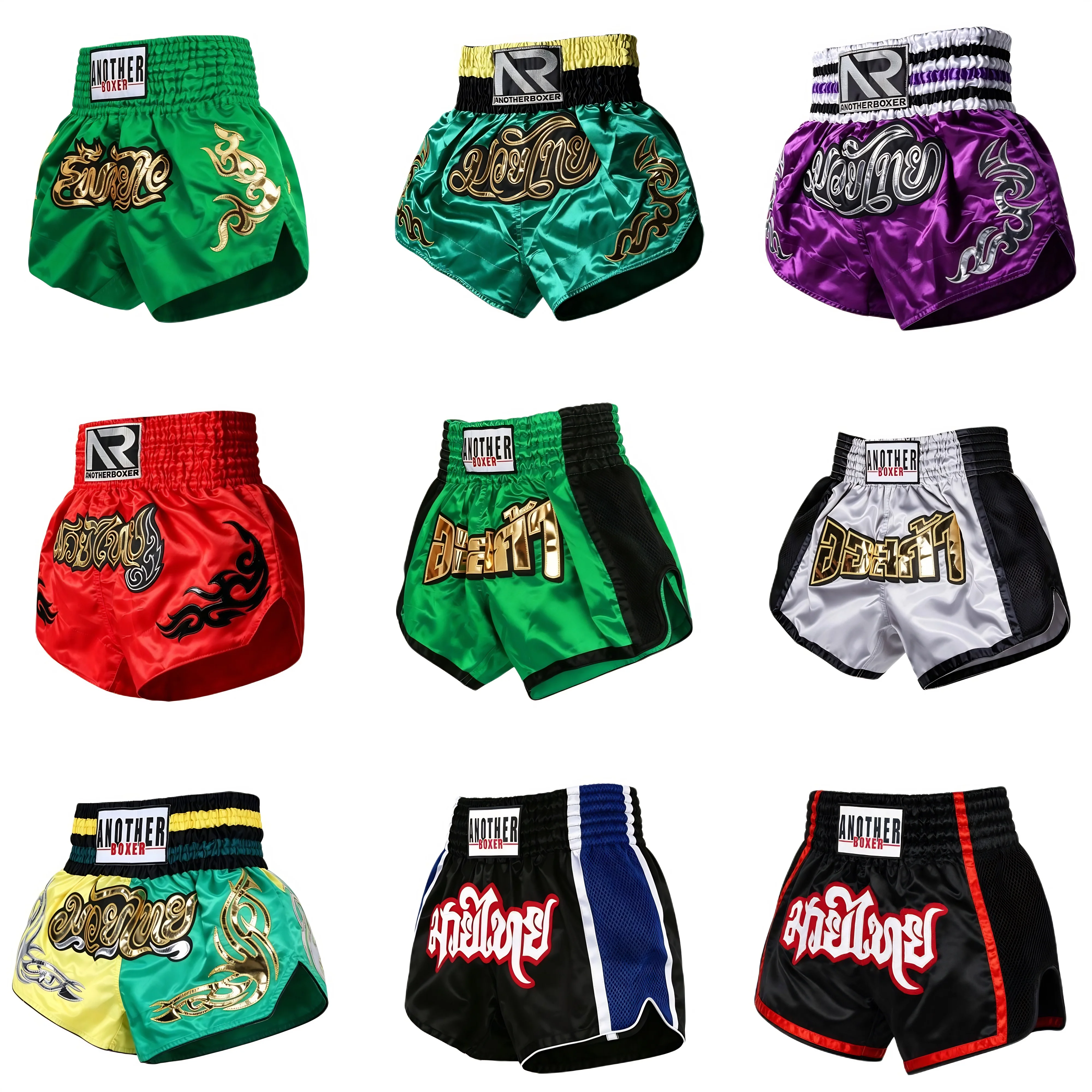 Thai-Boxhosen für Männer, Frauen und Kinder Kampfsport Muay Thai Shorts Satin MMA BJJ Kampf Kampfkunst-Bekleidung Kurze Kickbox-Hosen