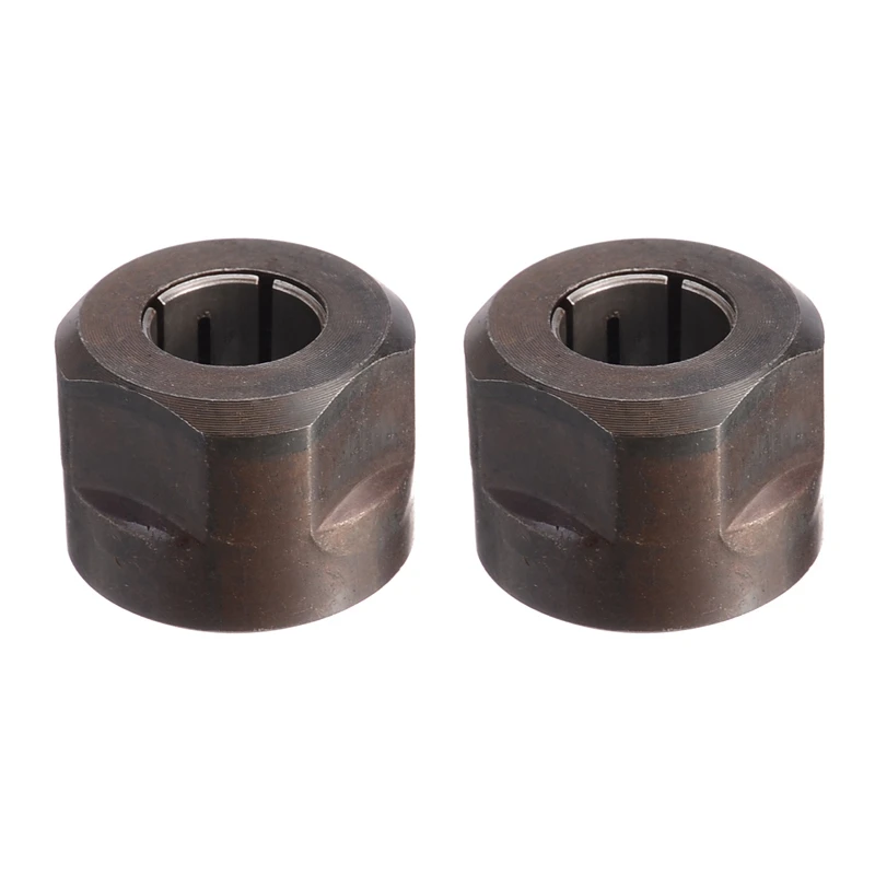 2Pc Black Metal Collet Nut Plunge Router Parts 12.7Mm Center Hole Diameter 22.5X27mm