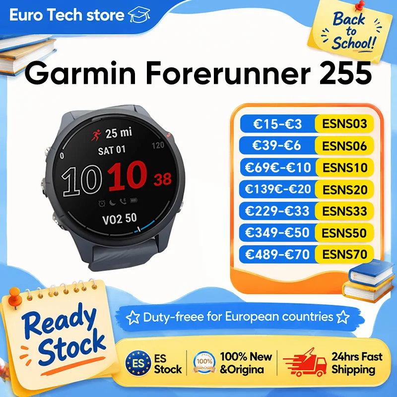 Reloj Inteligente Deportivo Garmin Forerunner 255 de 46 mm con Pantalla a Color de 1.3 Pulgadas, 14 Días de Batería… — oferta en AliExpress