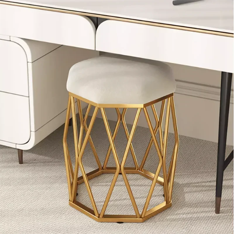 

Metal Round Stool Under Bedroom Legs Metal Cushioned Vanity Stool Nordic Velvet Sillas Para Sala De Estar Decoration
