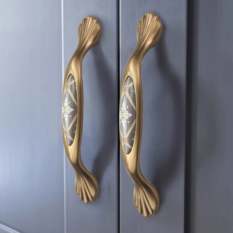 Beicai American Ceramic Cabinet Handle New Chinese Retro Shoe Cabinet Handle Light Luxury Drawer Wardrobe Door Handle