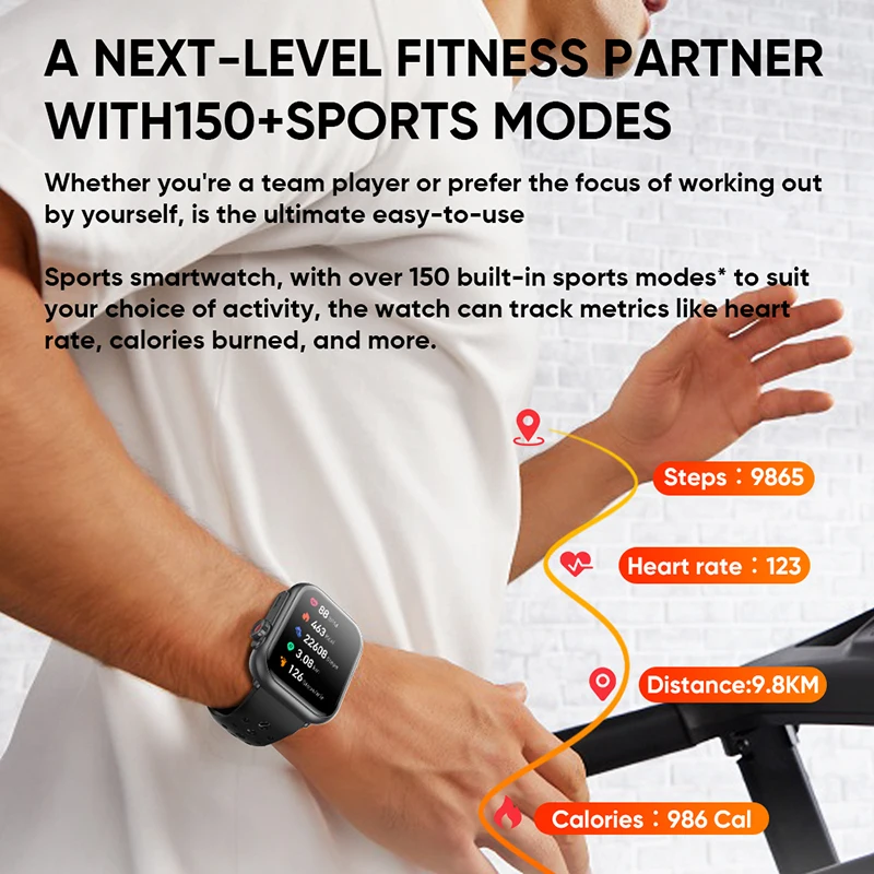 لـ IOS Android Smart Watch الرجال النساء بطارية 1000mAh AMOLED معدل ضربات القلب 100 + الرياضة HD بلوتوث مكالمة الساعات الذكية المقاومة للماء
