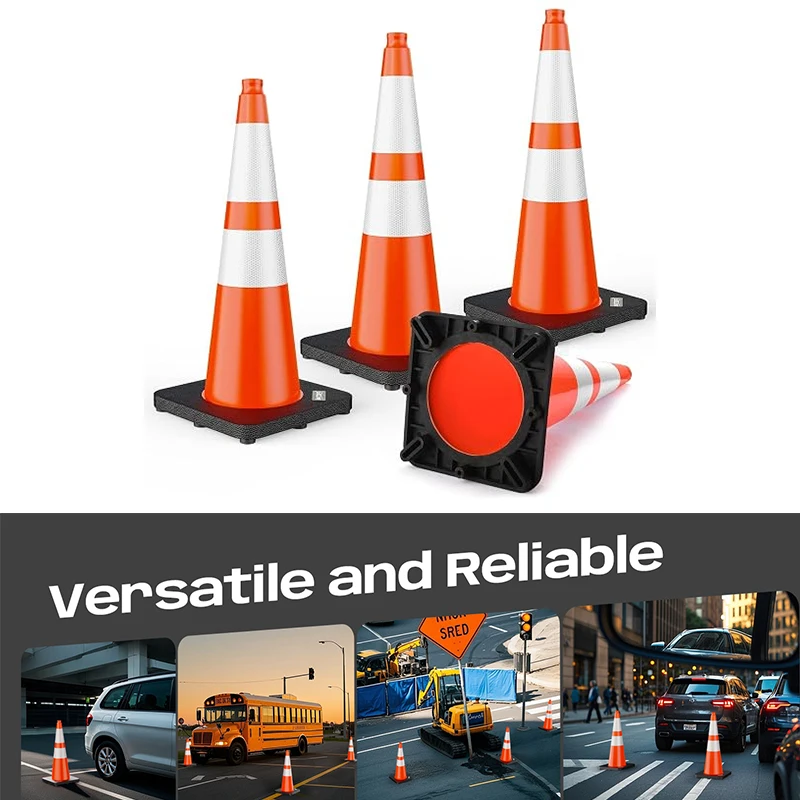 PVC Road Cone Safety Reflective, No Parking Ice Cream Cone, Triangular Warning, Traffic Facilities Cone Bucket Roadblock
