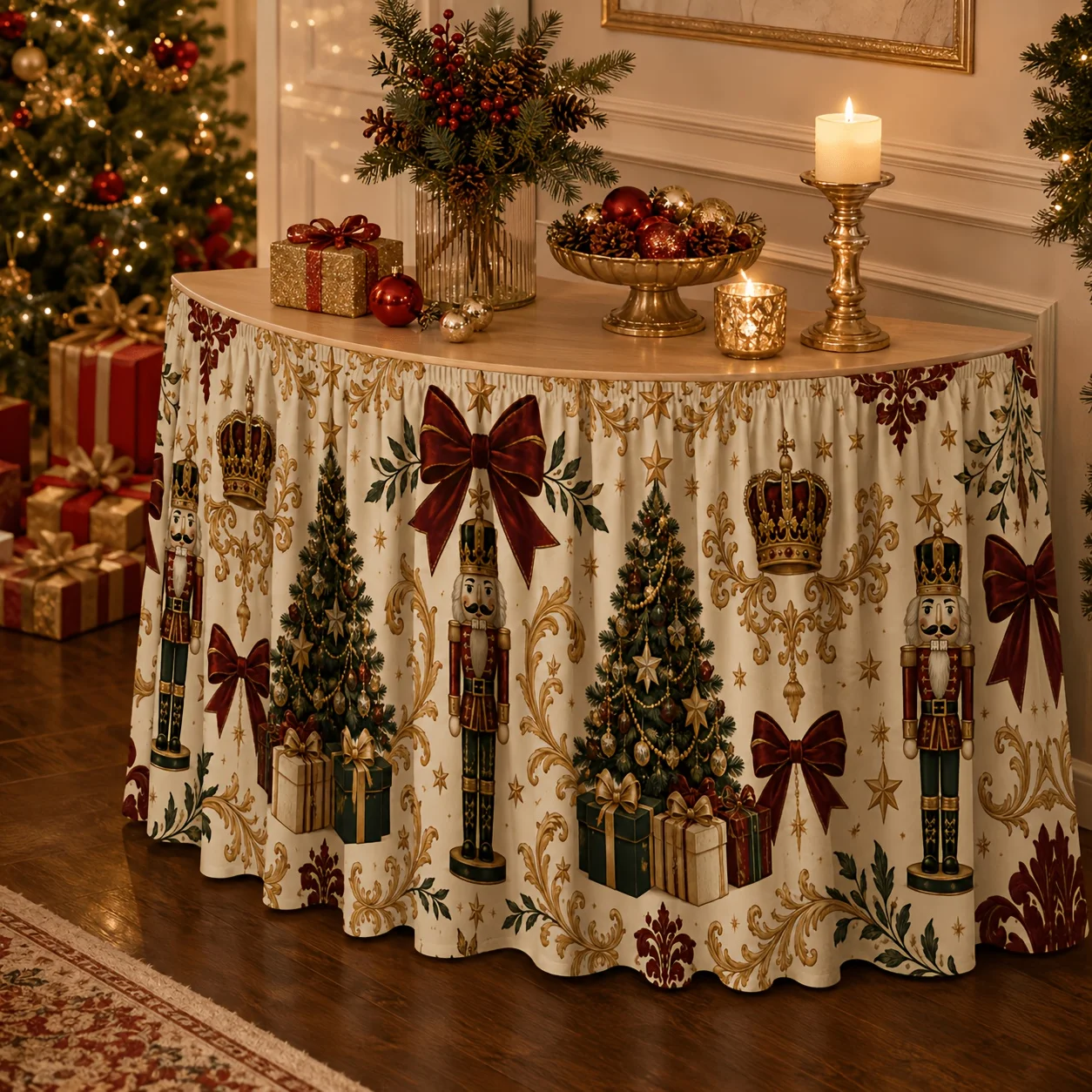 One tablecloth table skirt 2D Flat Banner - Flat printed polyester table skirt suitable for birthdays, Christmas and weddingszyc