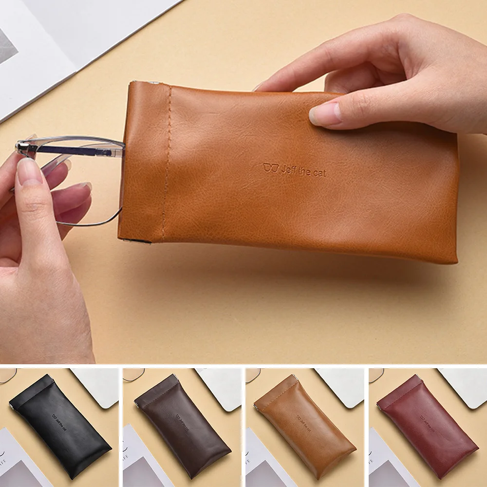 Новый чехол для солнцезащитных очков из искусственной кожи, простые однотонные сумки для хранения очков, аксессуары из мягкой кожи, водонепроницаемый чехол для очков