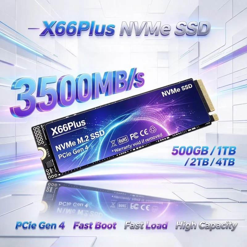 SSD NVMe externo portátil X66Plus, 3500 MB/s, PCIe Gen4, unidade de armazenamento de estado sólido de alta velocidade para PC, portátil e computador de mesa, desempenho máximo.