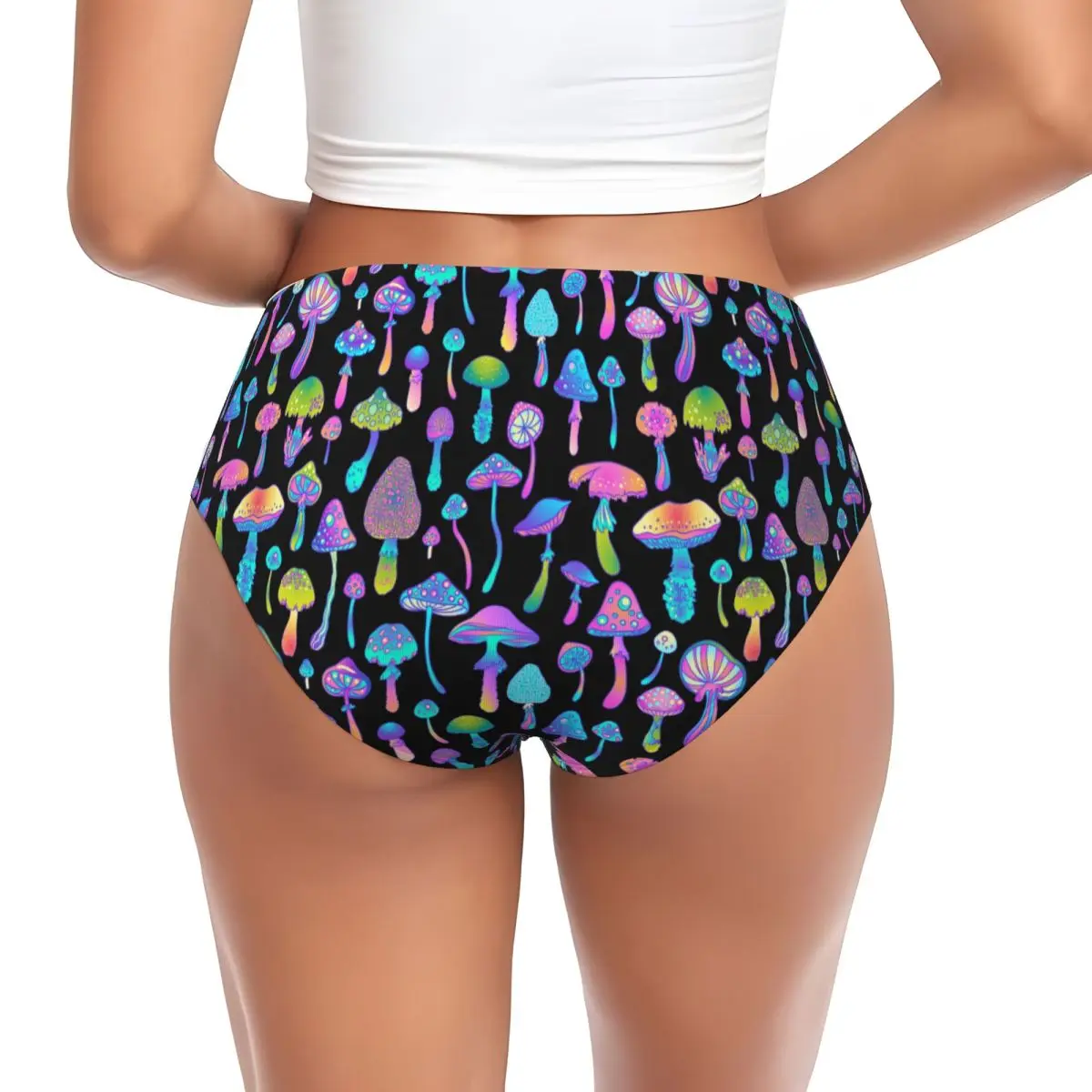 Custom Women's Psychedelic Magic Mushroom Trippy Hippie Panties Underwear Female Comfort Brief Panties Briefs Underpants