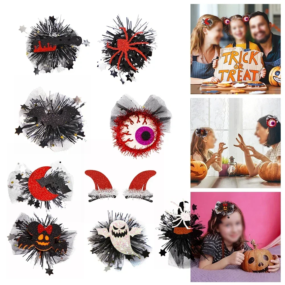 Set Of 9 Halloween Witch Hat Hair Clip Mini Star Moon Witch Cap Halloween Hair Accessories For Halloween Decor Door Sticker