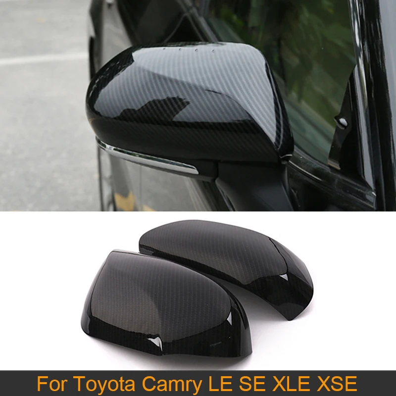 

ABS Carbon Look Car Side Mirror Covers Caps For Toyota Camry LE SE XLE XSE 2018-2021 Rearview Mirror Covers Add On Gloss Black